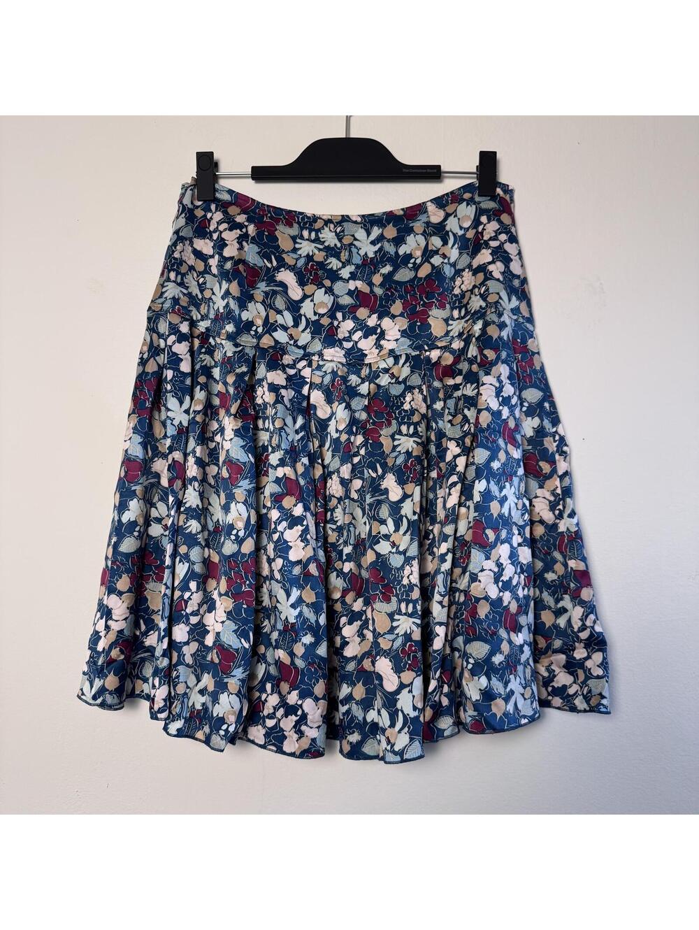 Y2K silk teal floral skirt Kenzie flowy lightweight size 8 twee or cottage core